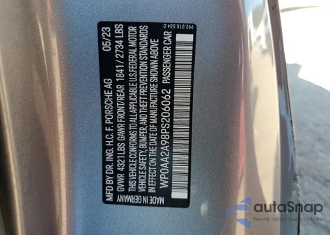 2023 Porsche 911 Carrera from USA, damaged, VIN WP0AA2A98PS206062